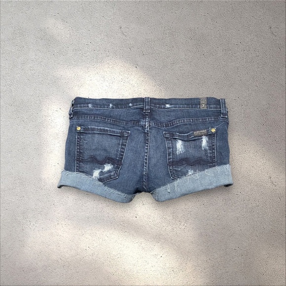 7 For All Mankind Mid Rise Denim Shorts - Picture 1 of 2
